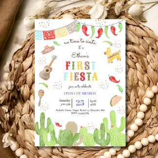 No time to siesta fiesta mexican first birthday invitation