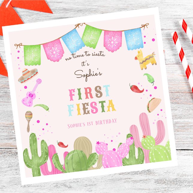 No time to siesta fiesta mexican first birthday napkins (Creator Uploaded)