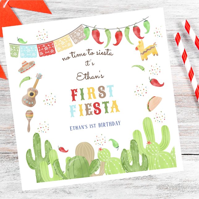 No time to siesta fiesta mexican first birthday napkins (Creator Uploaded)