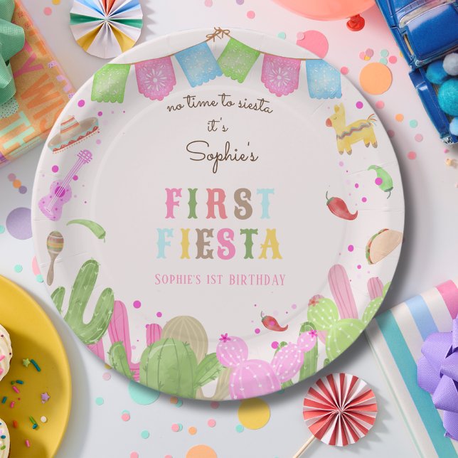 No time to siesta fiesta mexican first birthday paper plates (Creator Uploaded)