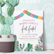 No Time To Siesta First Fiesta Cute Girl Birthday Invitation