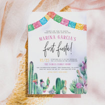 No Time To Siesta First Fiesta Cute Girl Birthday Invitation