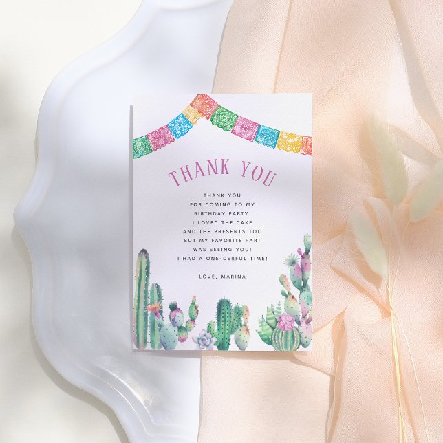No Time To Siesta First Fiesta Girl Birthday Thank You Card (Creator Uploaded)