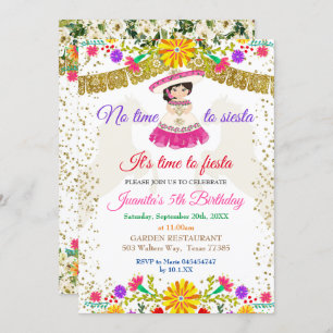 No Time to Siesta Let's Fiesta Birthday Fiesta Invitation