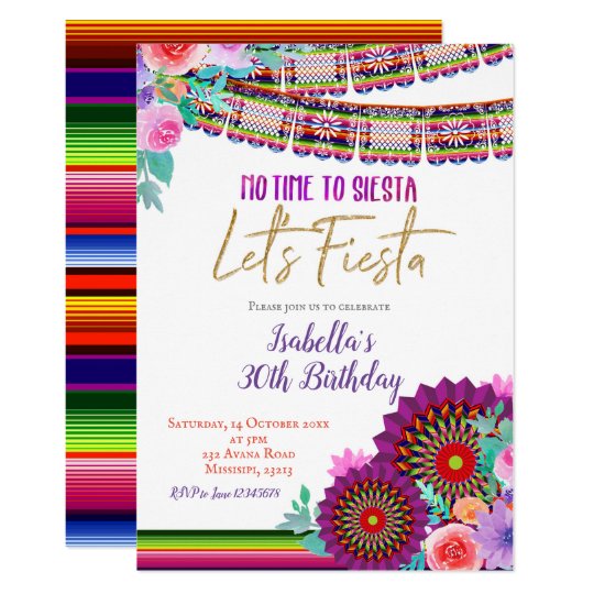 No Time to Siesta Let's Fiesta Birthday Invitation | Zazzle.com