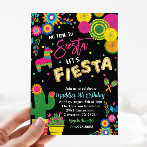No Time To Siesta Lets Fiesta Birthday  Invitation