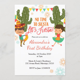 No time to siesta let's fiesta birthday invitation