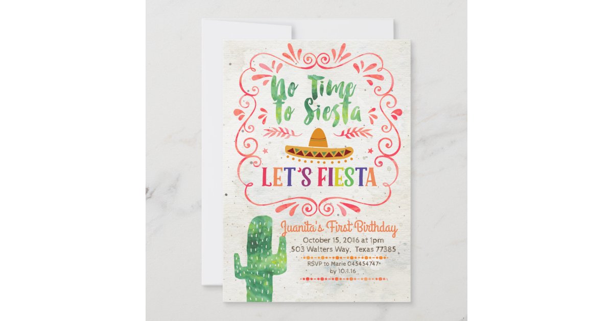 No Time to Siesta, Let's Fiesta Invitation | Zazzle