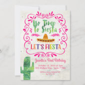 No Time to Siesta, Let's Fiesta Invitation Pink (Front)