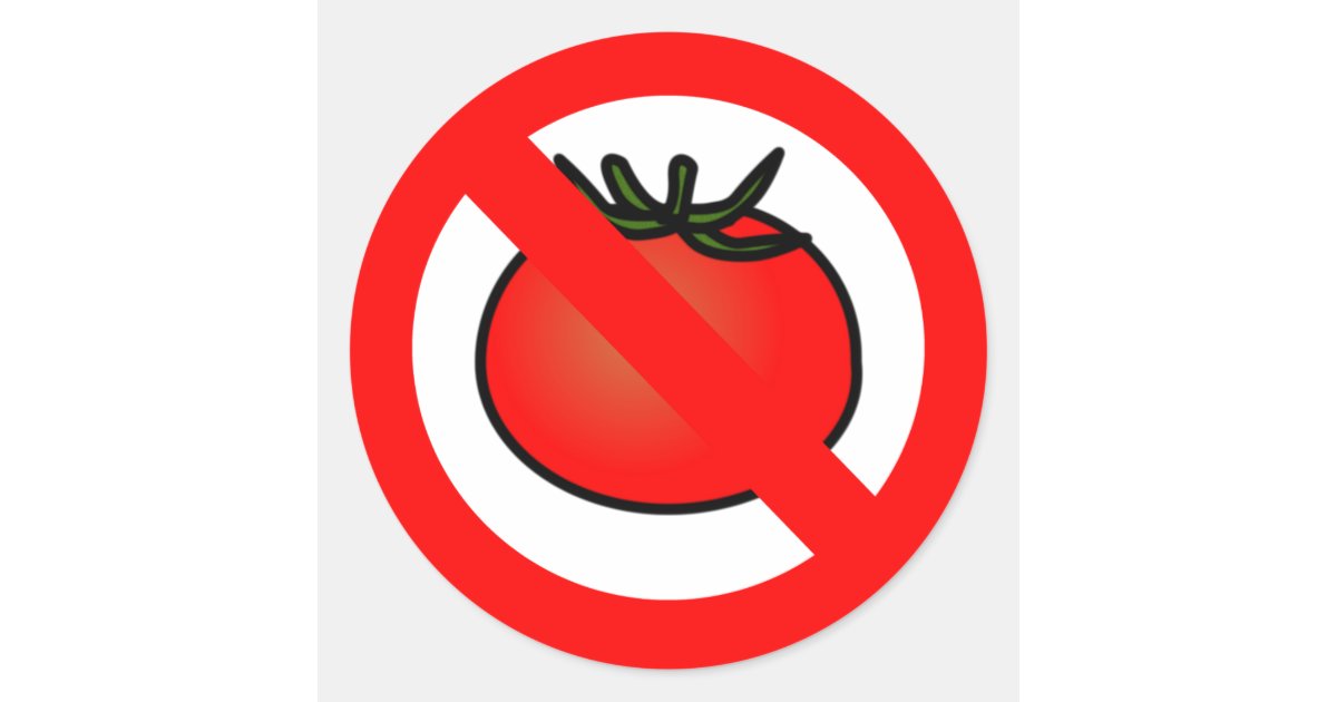 No Tomatoes Classic Round Sticker Zazzle