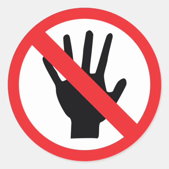 no touching icon classic round sticker | Zazzle