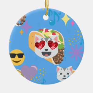 No translation needed, output: taco cat emoji ceramic ornament