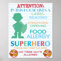 No Tree Nuts Allowed Superhero Boy Sign for Home