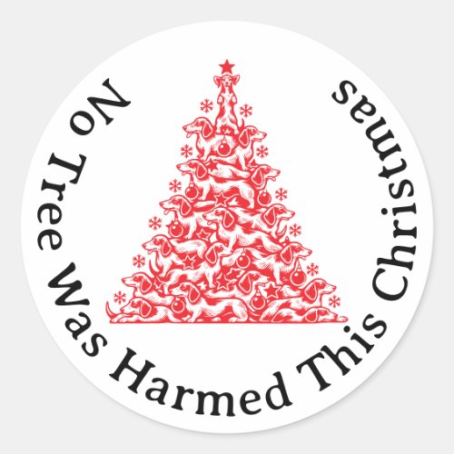 No Tree was harmed Dachshund Christmas Classic Round Sticker
