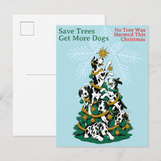 No Tree was harmed Great Dane Christmas Holiday Postcard
