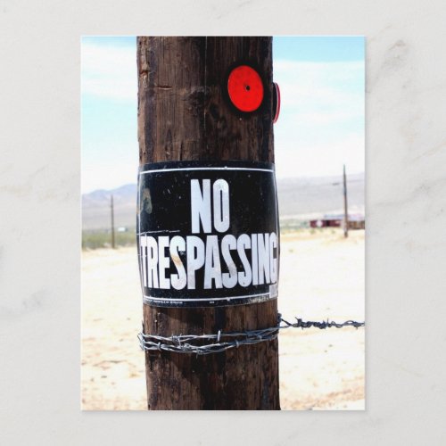 No Trespassing Reflector Postcard