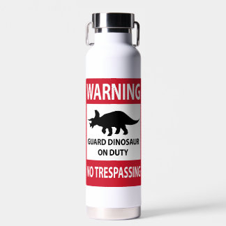 No Trespassing (Triceratops) Sign Water Bottle