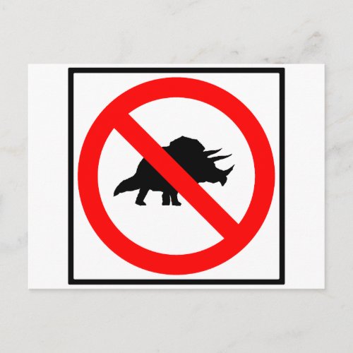 No Triceratopses Highway Sign Dinosaur Postcard