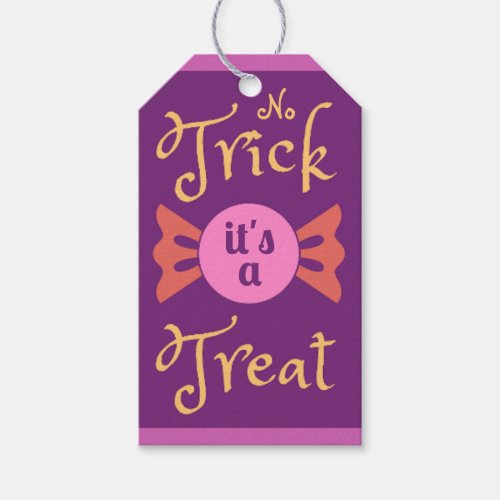 No Trick it's a Treat Halloween Purple Gift Tags