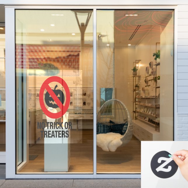 No Trick Or Treaters Anti Halloween Motif 1 Window Cling (Store Window)