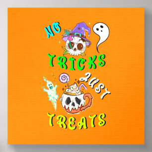 No Tricks Just Treats Cute Foam Core Photo Tile