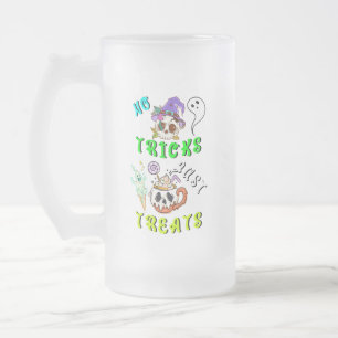 No Tricks Just Treats Cute Frosted Glass Beer Mug