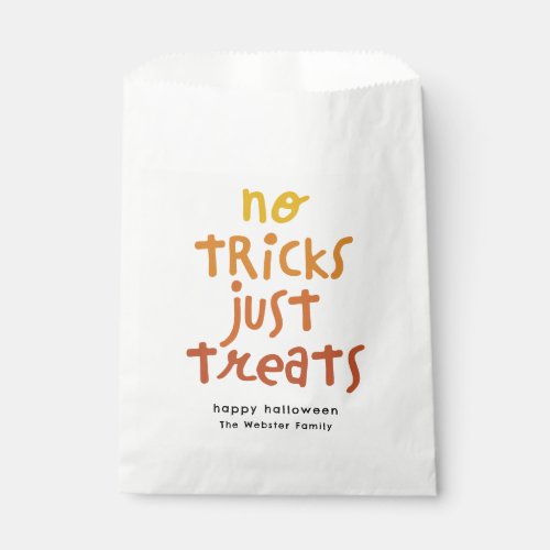 No tricks just treats cute fun Halloween party Favor Bag