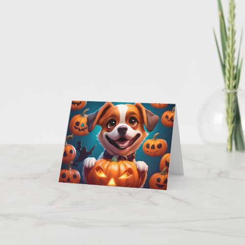 NO Tricks JUST Treats Cute Halloween Puppy OWN ART Card