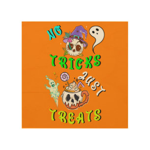 No Tricks Just Treats Cute Wood Wall Art