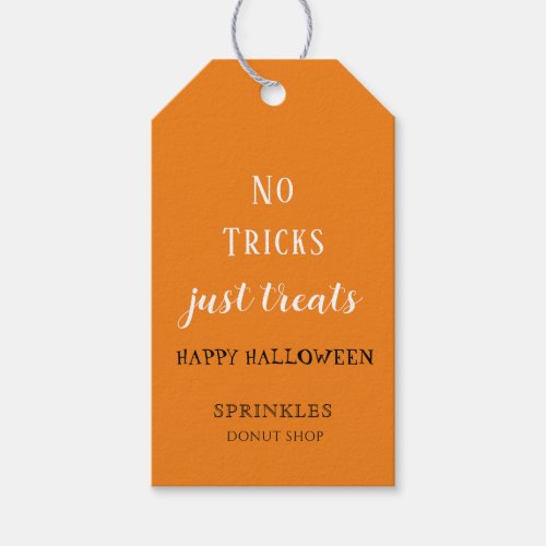 No Tricks Just Treats Halloween Bakery  Gift Tags