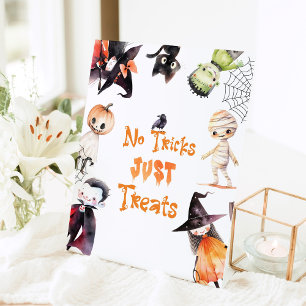 No tricks just treats Halloween Costume party Pedestal Sign