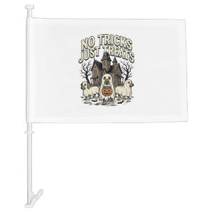 No Tricks Just Treats Halloween Dachshund Ghost De Car Flag