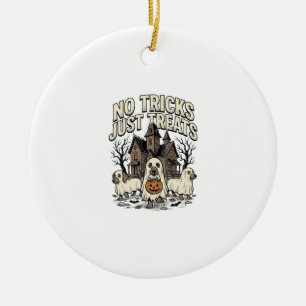 No Tricks Just Treats Halloween Dachshund Ghost De Ceramic Ornament