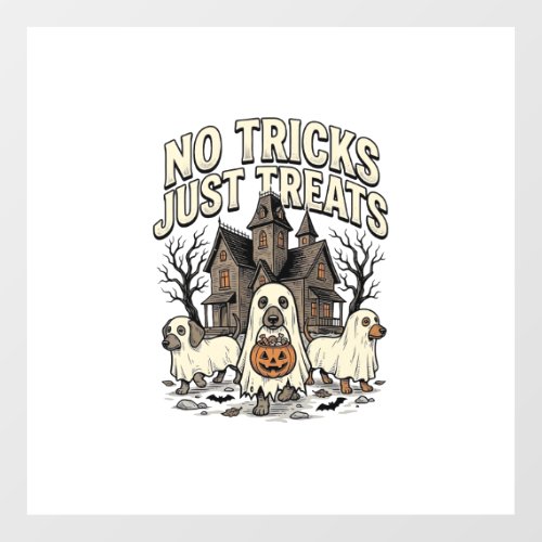 No Tricks Just Treats Halloween Dachshund Ghost De Floor Decals