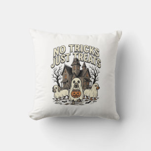 No Tricks Just Treats Halloween Dachshund Ghost De Throw Pillow