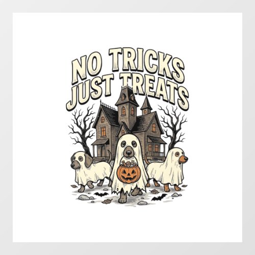 No Tricks Just Treats Halloween Dachshund Ghost De Window Cling