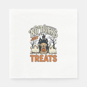 No Tricks Just Treats Halloween Dog Ghost Shirt_1 Napkins
