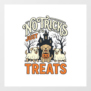 No Tricks Just Treats Halloween Dog Ghost Shirt_1 Window Cling