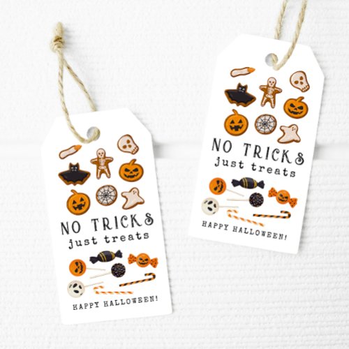 No tricks just treats Halloween gift tags