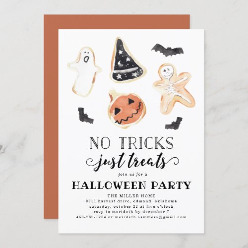 No Tricks Just Treats Halloween Invitation