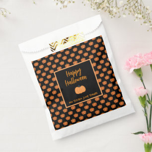 No tricks just treats Halloween orange pumpkins Fa Favor Bag