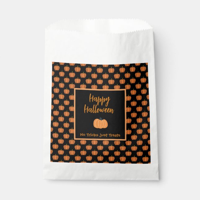 No tricks just treats Halloween orange pumpkins Favor Bag (Front)