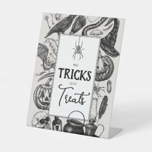 No Tricks Just Treats Halloween Party Pedestal Sign