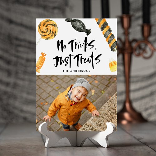 No Tricks Just Treats  Halloween Photo Card