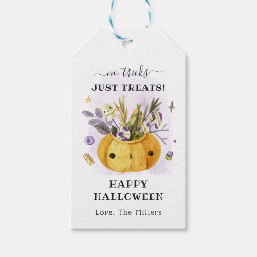 No Tricks Just Treats  Jack_o_lantern Halloween Gift Tags
