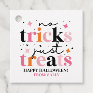 No Tricks Just Treats Pink Halloween Favor Tags