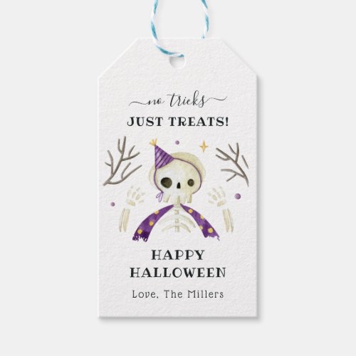 No Tricks Just Treats  Skeleton Halloween  Gift Tags