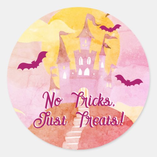 No Tricks Just Treats Spooky Castle Halloween Classic Round Sticker