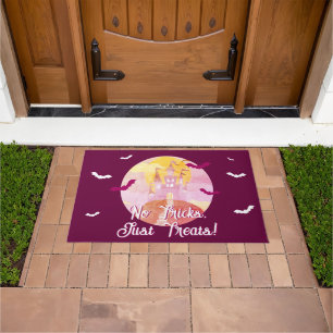 No Tricks Just Treats Spooky Castle Halloween Doormat