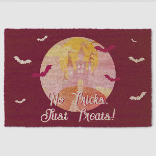 No Tricks Just Treats Spooky Castle Halloween Fiber Doormat